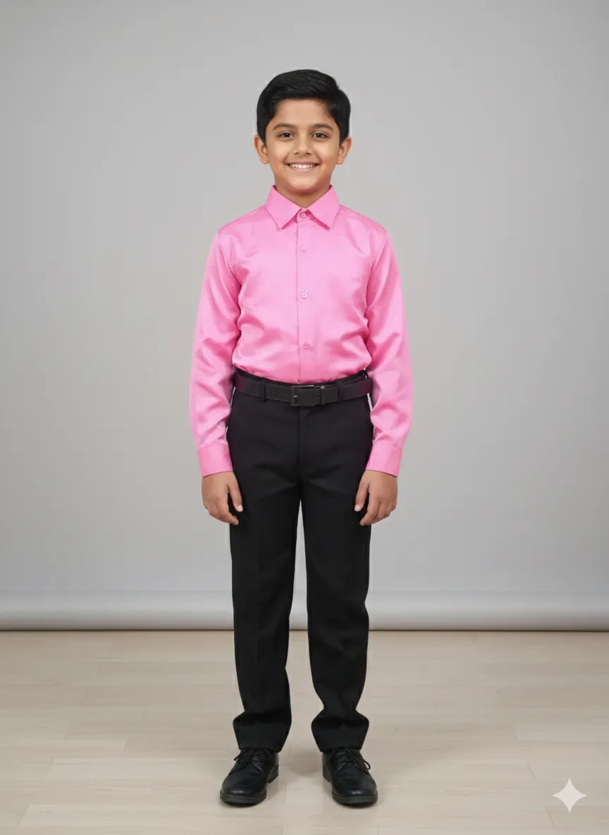 Boy's Pink & Black Party Wear Pant shirt - Pink & Black