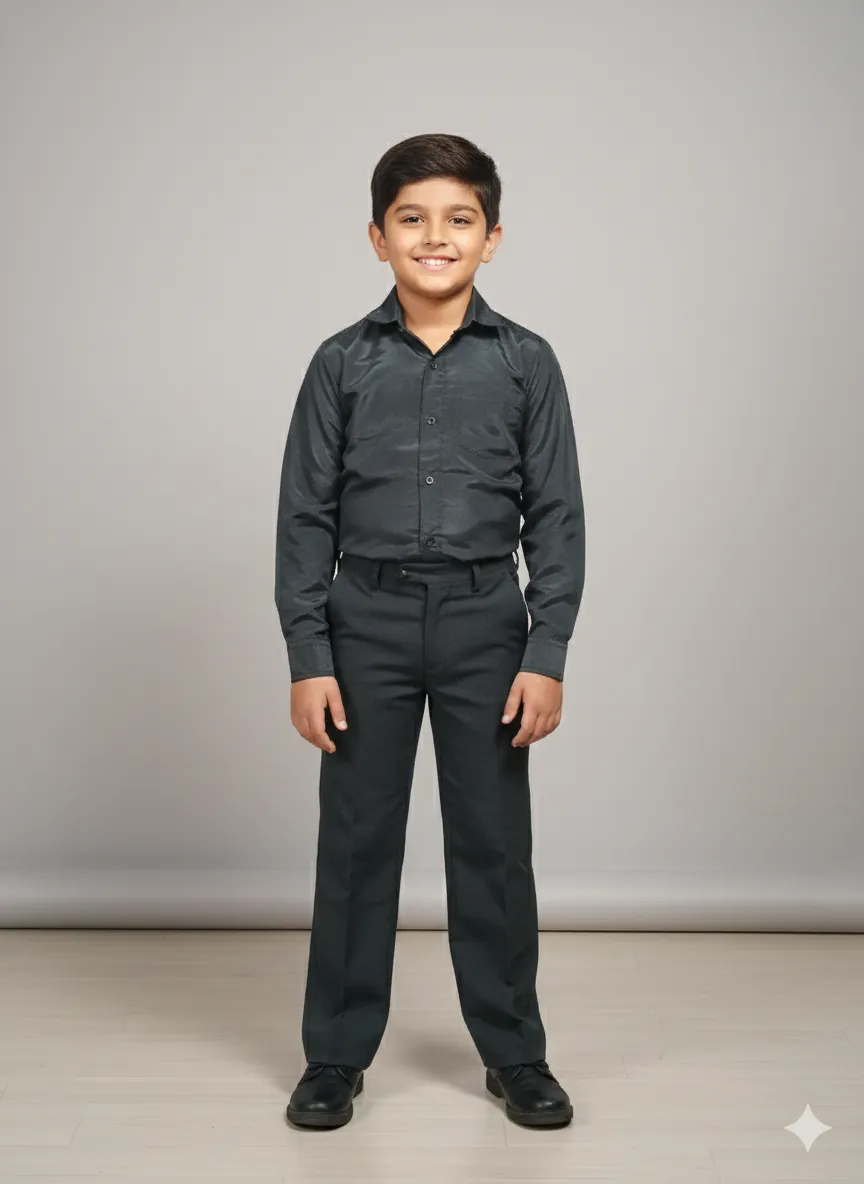 Boy's Men in Black Party Wear Pant shirt - Black
