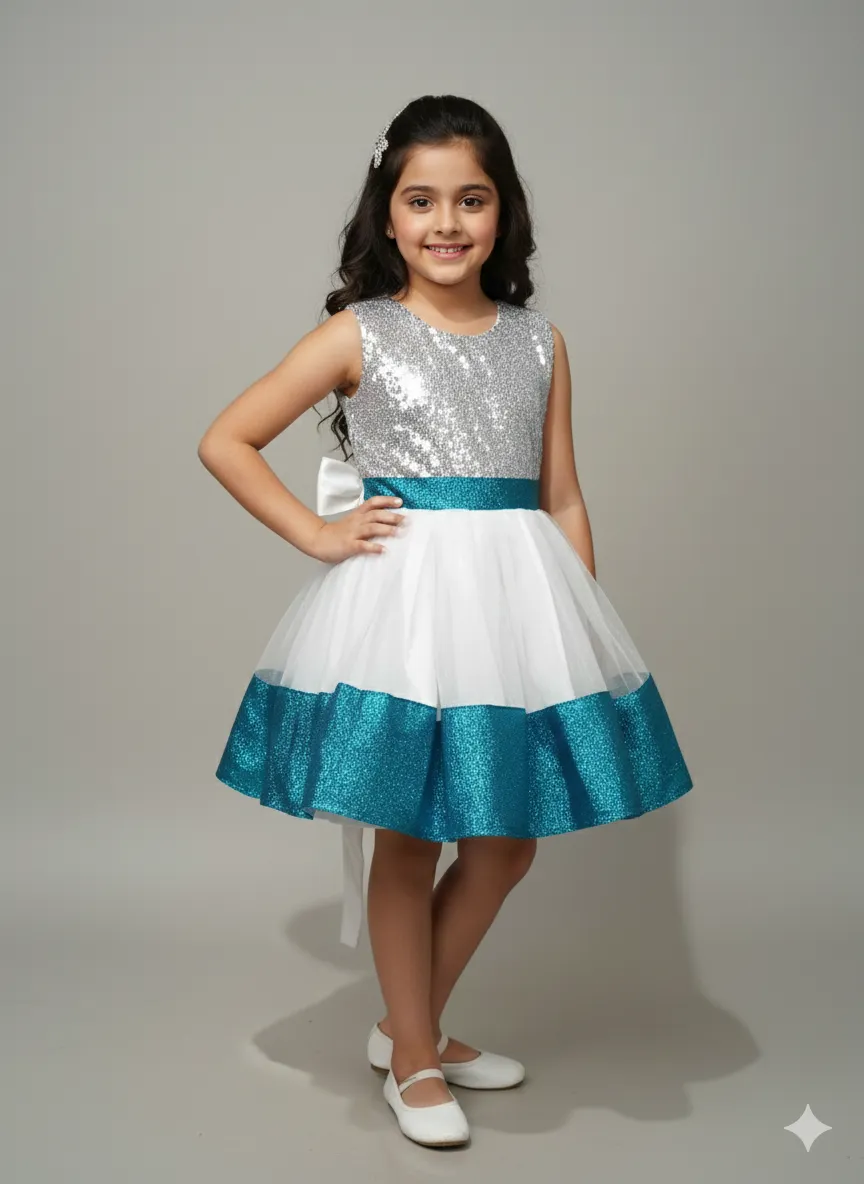 Girl's Shimmer Dance Costume – Silver & Blue