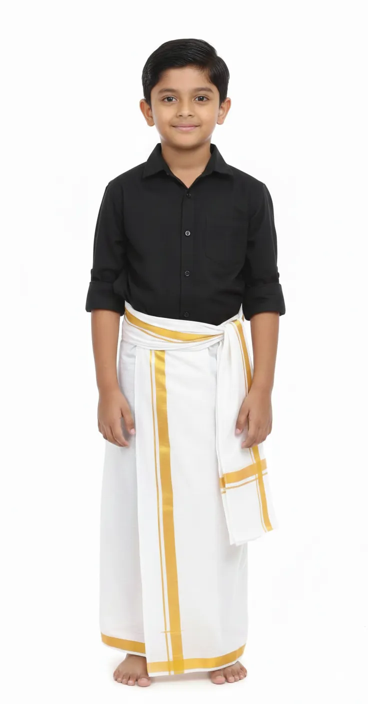 South Indian Traditional Boy Costume - Black & White